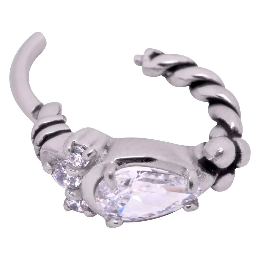 WILDCAT HINGED RING CRISTALLI GOCCIA IN ACCIAIO