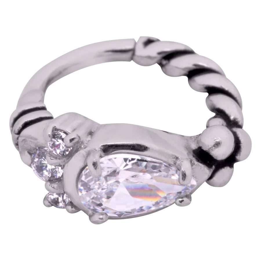 WILDCAT HINGED RING CRISTALLI GOCCIA IN ACCIAIO